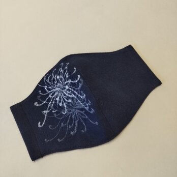 碧-ao-×善工房コラボ和柄マスク（糸菊）濃紺の画像
