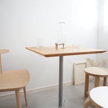 60cm×60cm/カフェテーブル/オーク無垢材/高さ指定可・脚カラー選択可/テレワーク/Square table Oakの画像