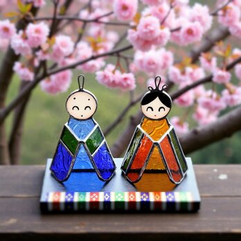 手のり雛 「おひなさま」 ステンドグラス 置物