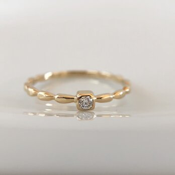 K18・ダイヤモンド  雫の指輪 #12.5の画像
