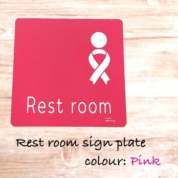 【送料無料】Rest roomトイレサインプレートPink Ver. 店舗 看板 標識の画像