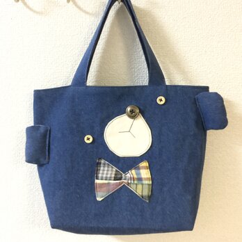 reversible mini tote bag【bear】denimの画像