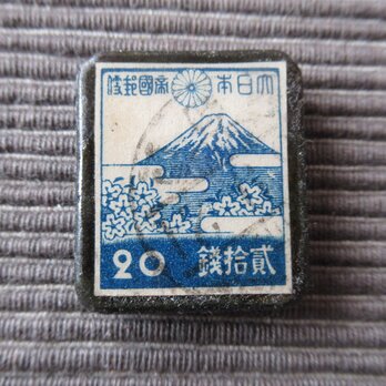 ★アップサイクル　日本　富士山切手ブローチ7091の画像