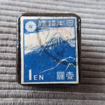 アップサイクル　日本　富士山切手ブローチ7092の画像