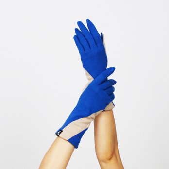 % PERCENT ジャージー 手袋（ブルー・ベージュ）女性用・ウール１００%・スマホ対応・縫製手袋の画像