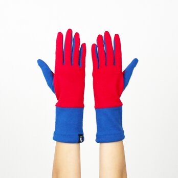 SALE ４０%OFF：% PERCENT ジャージー 手袋（レッド・ブルー）女性用・ウール１００%・スマホ対応・縫製手袋の画像