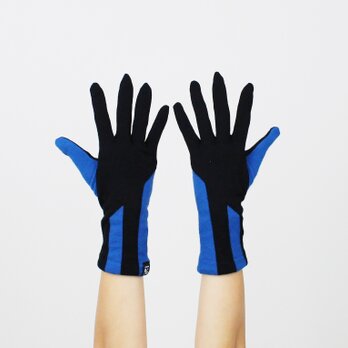 % PERCENT ジャージー 手袋（ブラック・ブルー）女性用・ウール１００%・スマホ対応・縫製手袋の画像