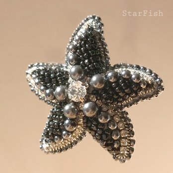 【ヒトデ 】ビーズ刺繍 ブローチ 海星 Starfish（D8）の画像
