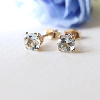 3月誕生石 アクアマリン 一粒スタッドピアス｜小さな天然石 アレルギー対応 ギフトにも ー Birth stone ー