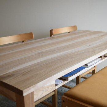 カバ桜　棚付きダイニングテーブル　W140の画像