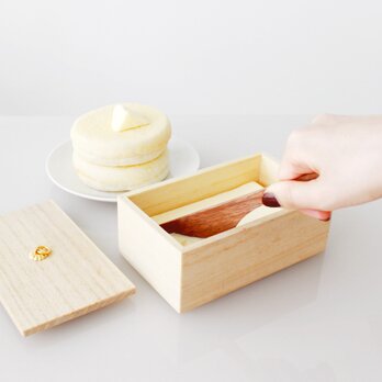 KEI　バターケース：　桐箱　バター　ナイフ付きの画像