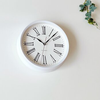 muku clock 5 ローマ数字 ホワイト km-58WH 掛け時計 木製 無垢材の画像