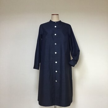 大島紬のワンピース       濃紺色       2way    着物リメイクの画像