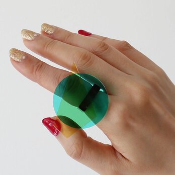 SUN  jewelry：リング（アンバー・グリーン・ブラック）アクセサリー 指輪 アクリルの画像