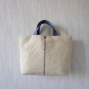 【SALE】裂き織りのバッグM  ミルクベージュの画像