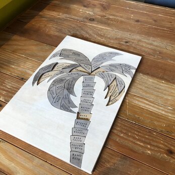 椰子の木模様の結婚証明書の画像