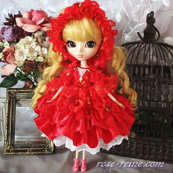 ロリータロマンス 美しき赤の誘惑 リボンフリルドレス　着せ替えドール服の画像