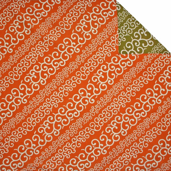 風呂敷　ふろしき    ストライプ唐草　リバーシブル　綿100％　103cm×103cm　オレンジ / カーキの画像