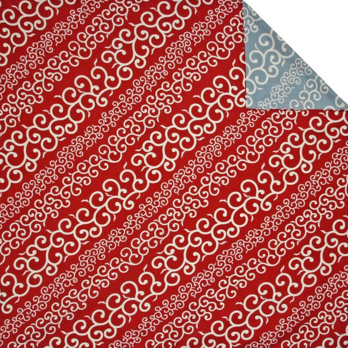 風呂敷　ふろしき    ストライプ唐草　リバーシブル　綿100％　103cm×103cm　レッド / グレー