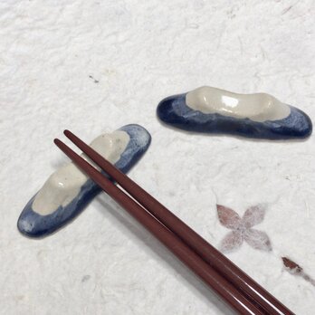 陶器 箸置き　富士山ルリ色・２個セット【Ha005】の画像