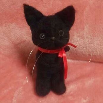 〔注文製作〕羊毛フェルトハンドメイド黒猫ちゃんの画像
