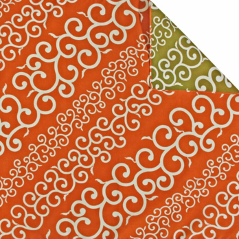 風呂敷　ふろしき    ストライプ唐草　リバーシブル　綿100％　50cm×50cm　オレンジ / カーキ