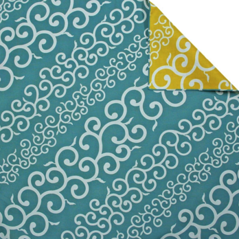 風呂敷　ふろしき    ストライプ唐草　リバーシブル　綿100％　50cm×50cm　グリーン / イエロー