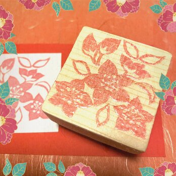 ✿早春の花はんこ〓【桃の花】4×4㎝の画像