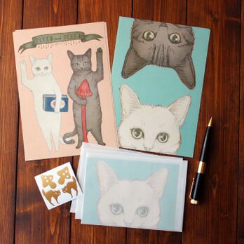 ●猫とネコの絵本シリーズ3●猫とネコのご挨拶　レターセットの画像