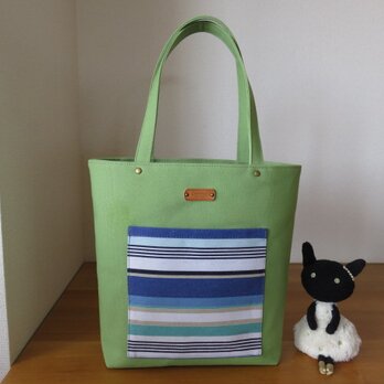 倉敷帆布のちょっと大きめトートバッグ・別底仕立て（グリーン）