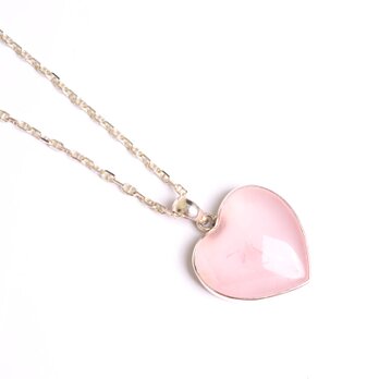 透明ピンク！ハートのローズクォーツのペンダントトップ