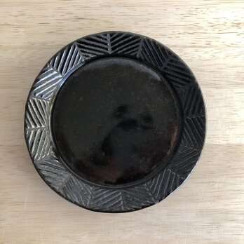 リム平皿(ヘリンボーン・黒）の画像