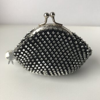 Beaded Purse --Snow Crystal-- Black (S)