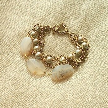 ナチュラルアゲート＊アンティーク風ブレス***