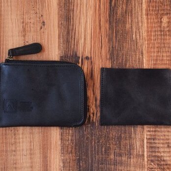 姫路産 馬革 L型コインケース 財布 手もみ シュリンク加工 ブラック ギフト JAK015の画像