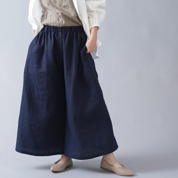 【wafu】中厚 ワイドパンツ ベルトループ ポケット付/ネイビー b002m-neb2