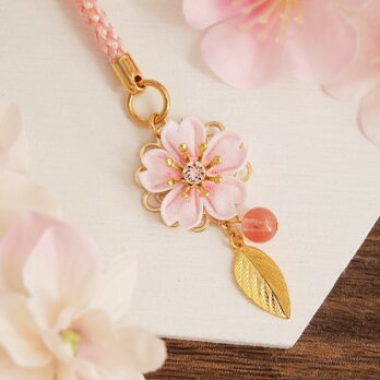桜のストラップ  ～花の宴～ （ つまみ細工＊受注制作 ）の画像