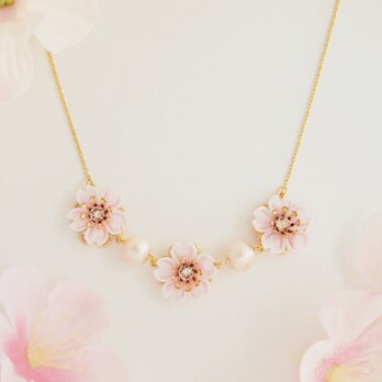 桜結びネックレス  ～花の宴～ （ つまみ細工＊受注制作 ）の画像