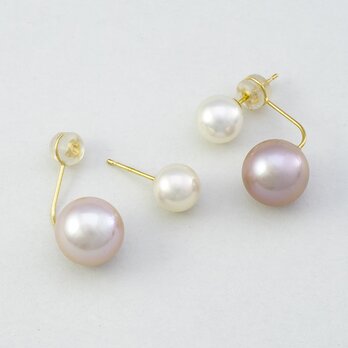 2Way pearl pierce PinkBeige / K18YGの画像