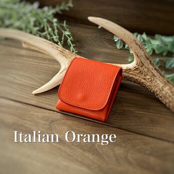 縦に使う小さい財布 ピクシーウォレット　イタリアンオレンジ　イタリアンレザーの画像