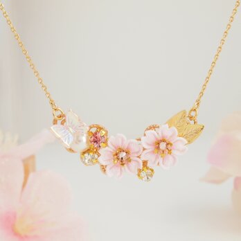 桜の花束ネックレス  ～花の宴～ （ つまみ細工＊受注制作 ）の画像