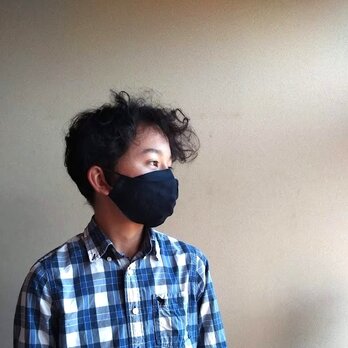 【選べる３size】めがねが曇らない リネンのマスク【ネイビー】Pure linen face maskの画像