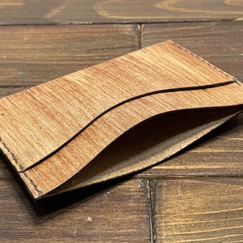 【アウトレット】牛革のシンプルな横型カードケース（柿渋染め）の画像