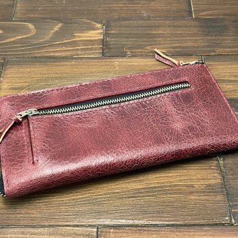 【アウトレット】L字ファスナーのスリムな薄型長財布（豚クラックレザー）の画像
