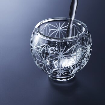 「冷酒がぬるくなりにくい」東京切子ぐい吞み　ダブルウォールグラス　千代紙（mini）の画像