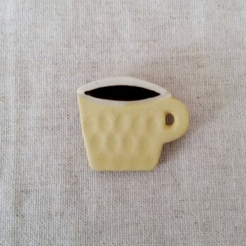 コーヒーカップブローチ(黄色)の画像