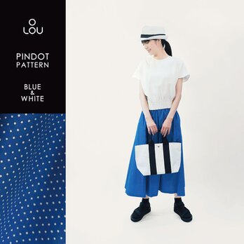 合わせやすさ抜群な大人ピンドット 青 白 ドット ロングスカート 綿 ●STELLA-MARIN BLUE●の画像