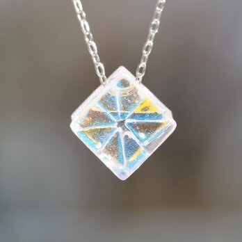 【Premium】４月誕生石ガラス『ダイヤモンド』チェーンネックレス 【受注制作】の画像