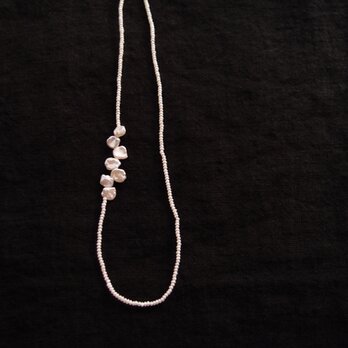 【K14gf・受注制作】パールロングネックレス／seed pearl × petit petalの画像
