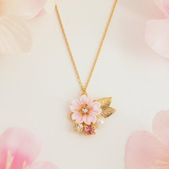 桜と春のかけらネックレス  ～花の宴～ （ つまみ細工＊受注制作 ）の画像